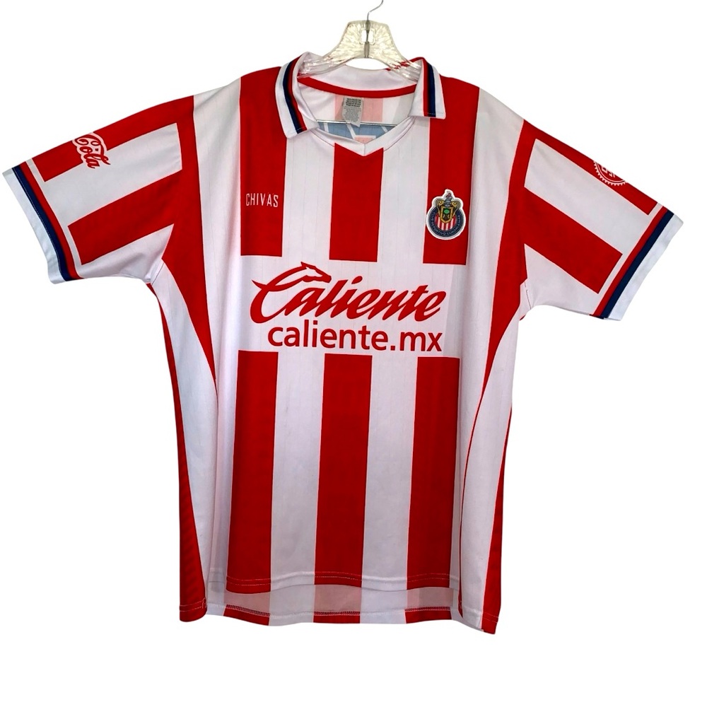Chivas shirt red & white soccer measurements in description size unknown